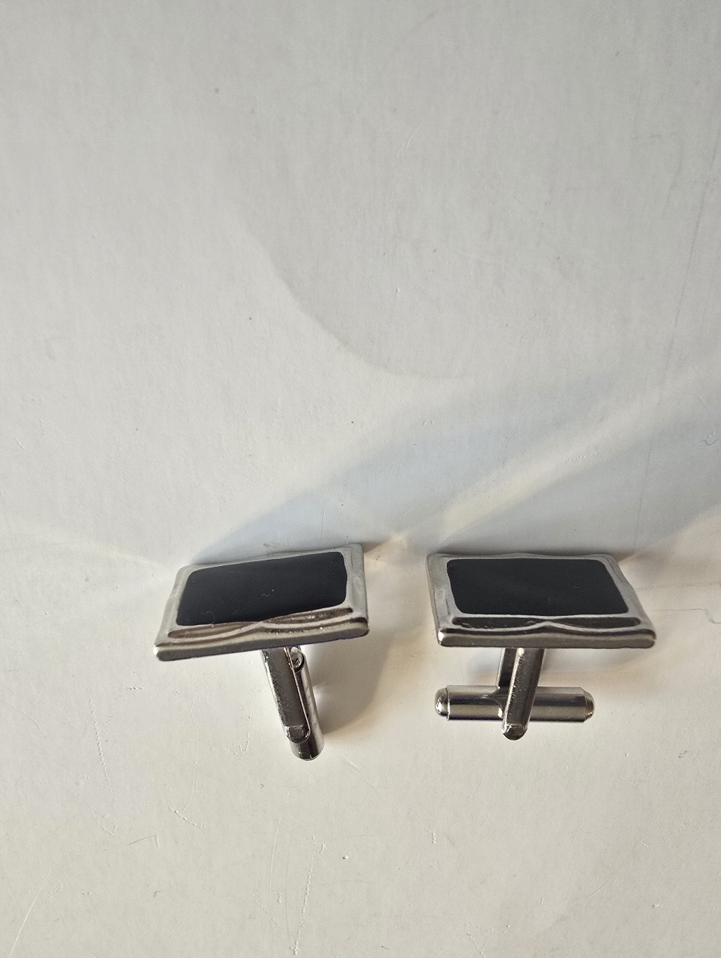 Silver Vintage Tone Cufflinks Rectangular Design With Centee Stone